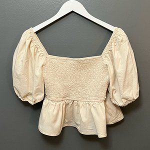 Vestique Puff-sleeve Top, Large, Cream